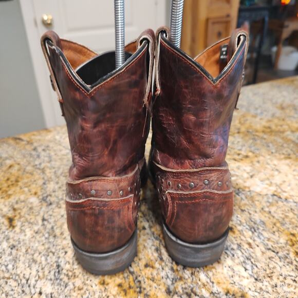 Harley Davidson Brown Studded Leather Biker Boots Size 7M ID D83754 - Picture 9 of 12